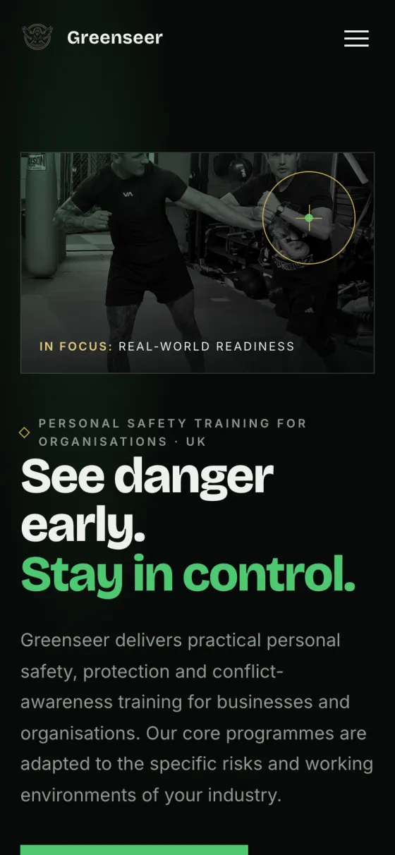 Greenseer homepage on a phone